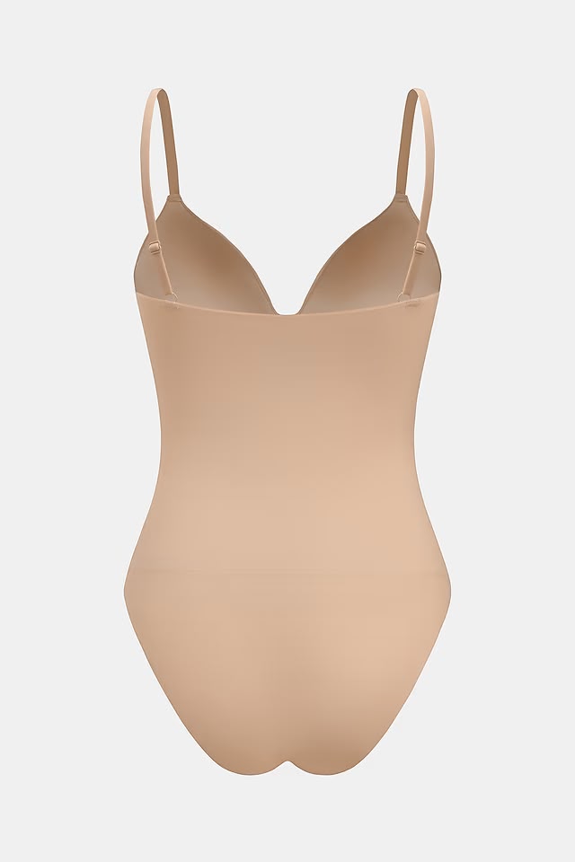Push-up Silky bodysuit (integrated bra & V-Neckline)